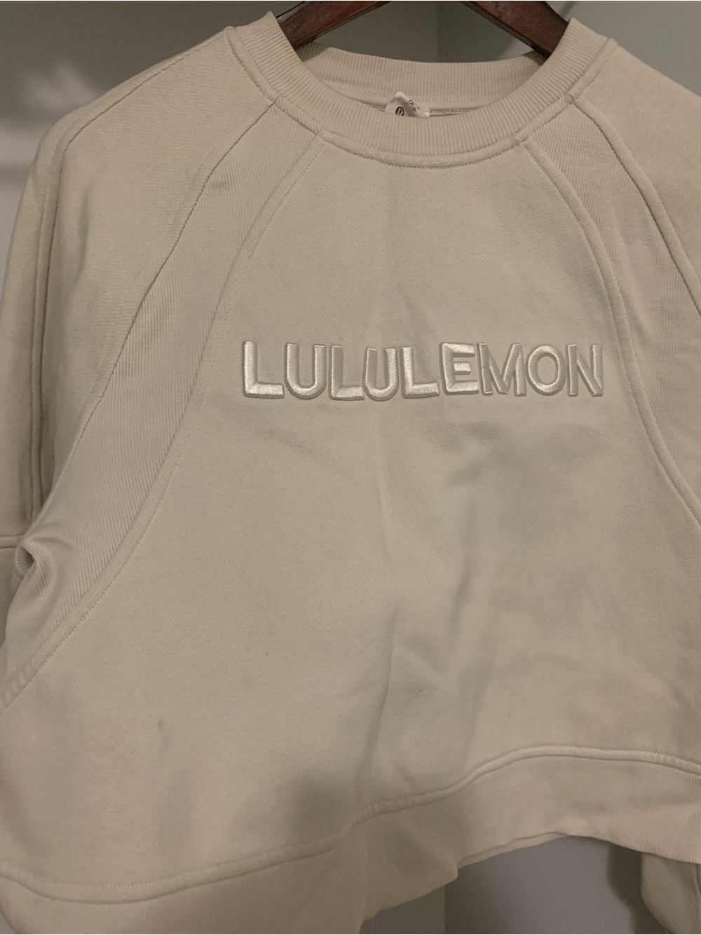 lululemon athletica Neutral Cream Ribbed Neck Sweatshirt